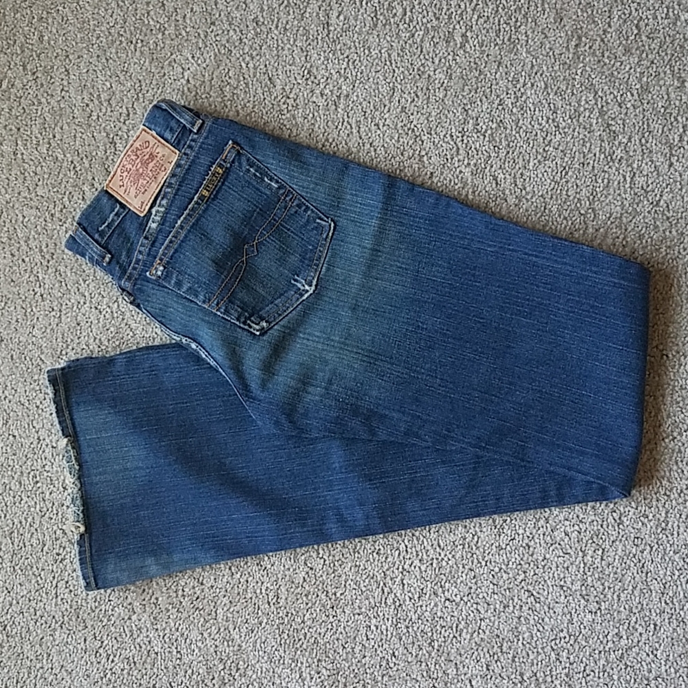 Women's Lucky Brand Bootcut Dungaree "Dream" Jeans with Distressing, Size 4 XL